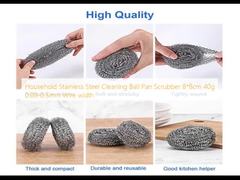 Ev Paslanmaz Çelik Temizleme Topu Tava Scrubber 8*8 cm 40g 0.08-0.5mm Tel genişliği